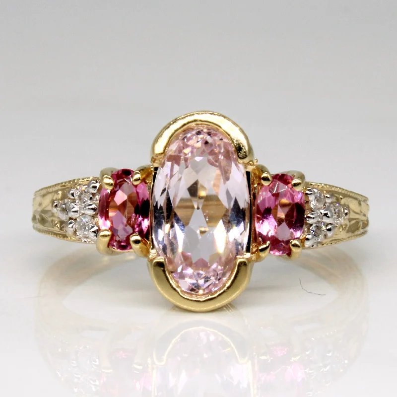 Exclusive Savings On Timeless Jewelry Pieces Kunzite & Tourmaline Three Stone Ring | 1.89ctw | SZ 9 |