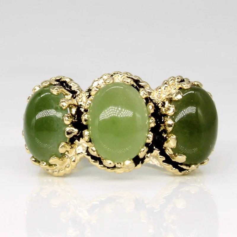 Shine In Style – Shop Jewelry Discounts Today Three Stone Nephrite Jade Cabochon Ring | 3.00ctw | SZ 5 |