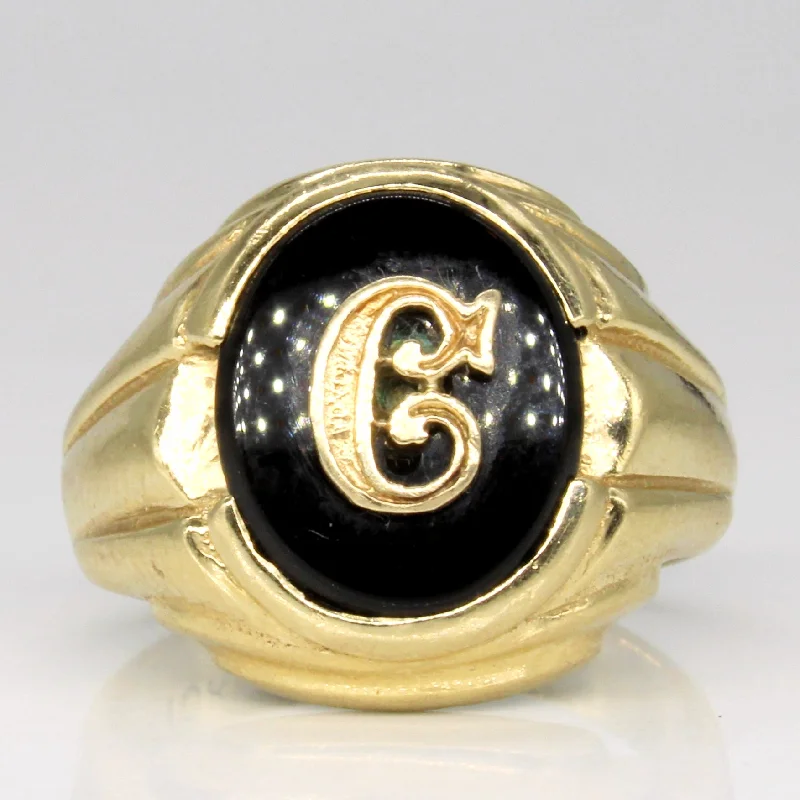 Timeless Jewelry, Timeless Savings – Don't Wait Onyx Initial 'C' Ring | 2.00ct | SZ 5.75 |