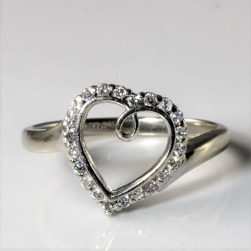 Unmissable Jewelry Sale – Shop Before It's Too Late Pave Diamond Heart Design Ring | 0.11ctw | SZ 6.5 |