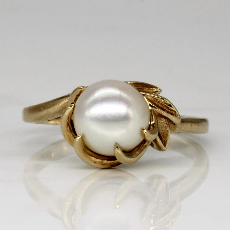 Romantic Heart-Shaped Jewelry For Special Gifts Floral Pearl Bypass Ring | SZ 6.25 |