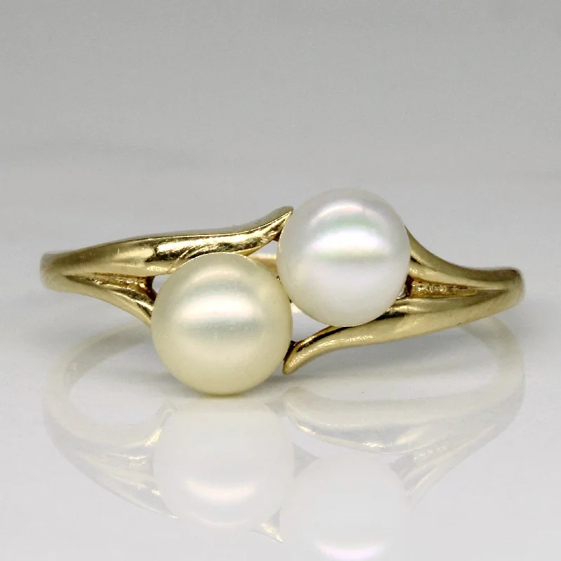 Luxury Jewelry At Unbeatable Discounts White & Cream Pearl Bypass Ring | SZ 10 |