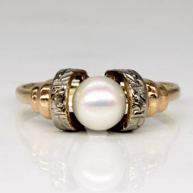 Premium Diamond Jewelry At Once-In-A-Lifetime Discounts 1930s Pearl & Diamond Ring | 0.01ctw | SZ 6.5 |