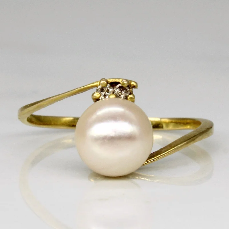 Get Your Favorite Jewelry At The Best Price Pearl & Diamond Bypass Ring | 0.02ctw | SZ 5.75 |