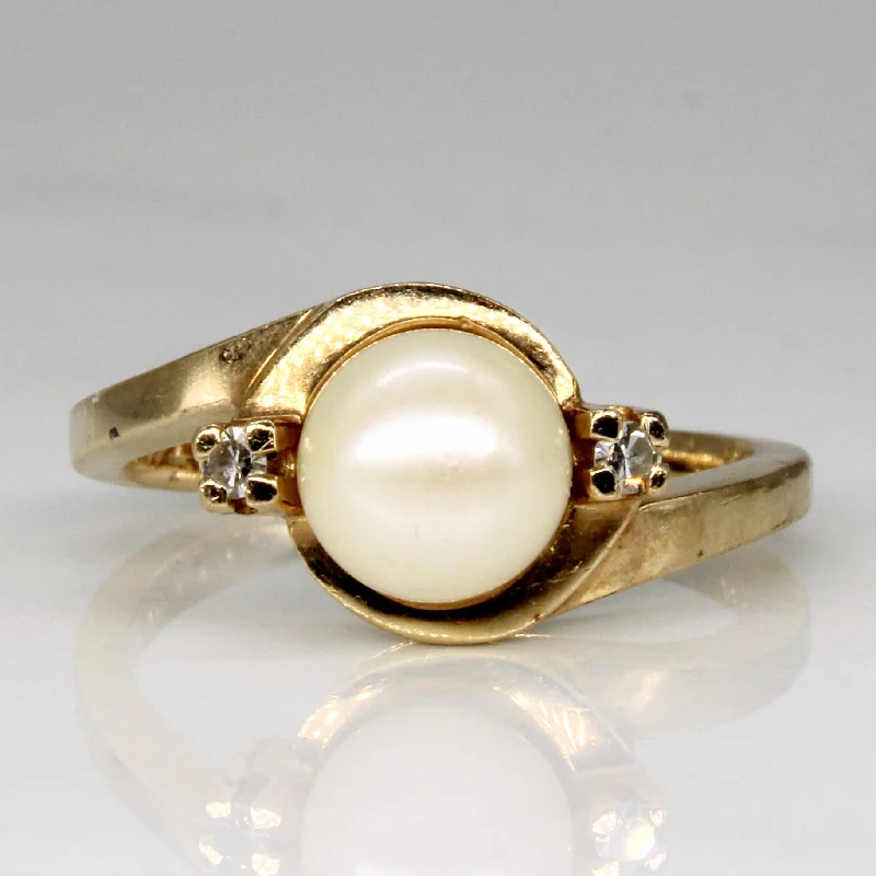 Limited-Time Jewelry Sale – Don't Miss Out On Dazzling Discounts Pearl & Diamond Bypass Ring | 0.04ctw | SZ 6.25 |