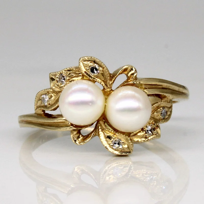 Trending Jewelry Now At Unbeatable Prices Ornate Pearl & Diamond Ring | 0.06ctw | SZ 8.5 |