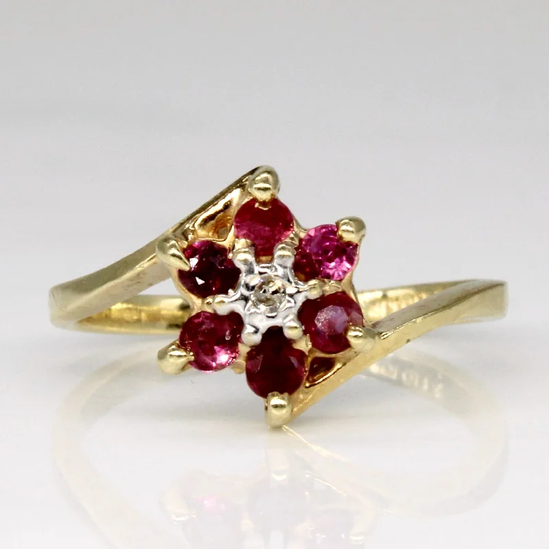 Affordable Elegance – Premium Jewelry At Special Prices Ruby & Diamond Floral Ring | 0.15ctw, 0.01ct | SZ 4.5 |