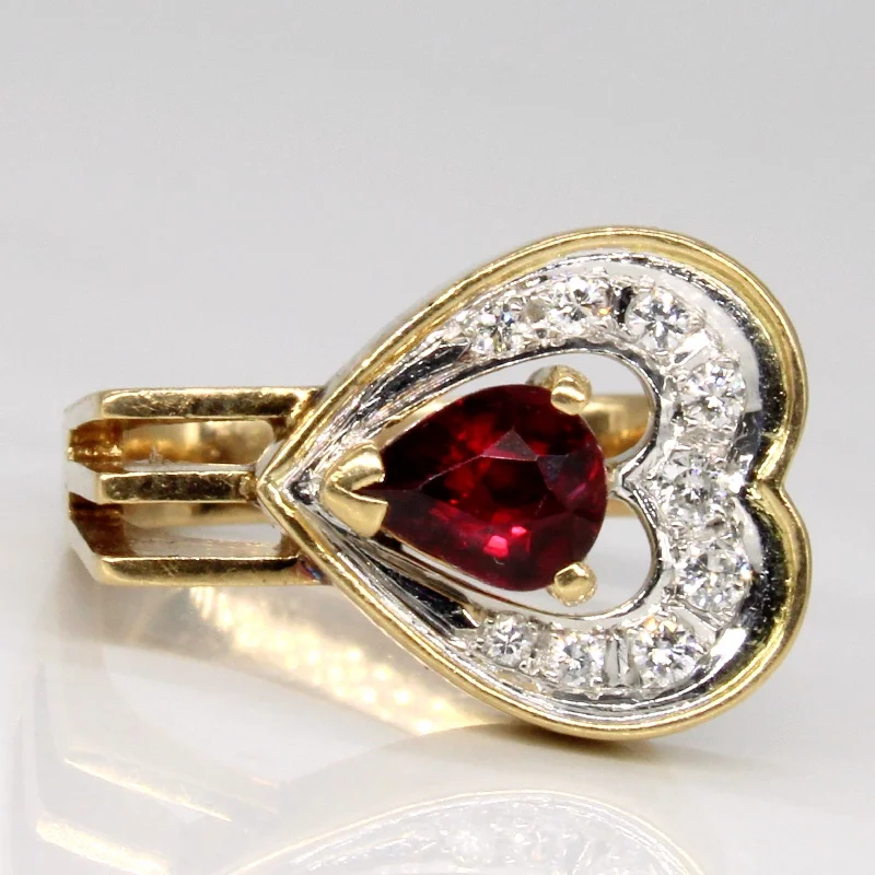 The Perfect Jewelry Piece At The Perfect Price Offset Ruby & Diamond Heart Ring | 0.63ct, 0.08ctw | SZ 4 |