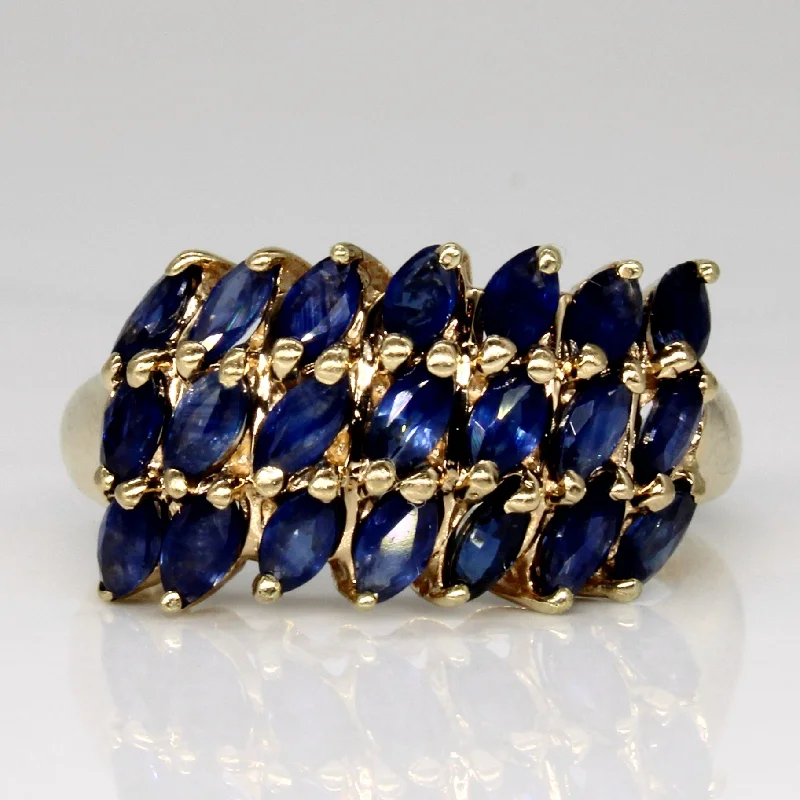 Dazzling Deals On Necklaces, Bracelets, And More Triple Row Marquise Sapphire Ring | 1.26ctw | SZ 6 |