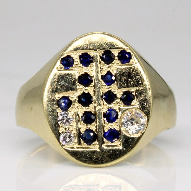 Fashion-Forward Geometric Jewelry For Contemporary Style Sapphire Set Signet Ring | 0.35ctw, 0.14ctw | SZ 9.25 |