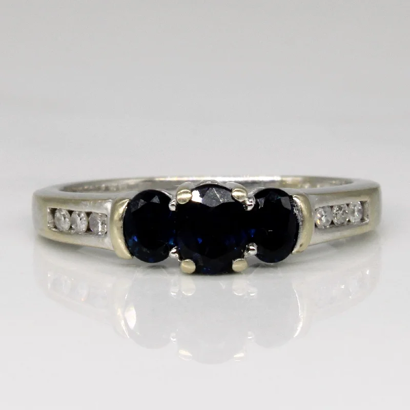 Buy More, Save More – Special Jewelry Discounts Three Stone Sapphire & Diamond Ring | 0.58ctw, 0.12ctw | SZ 6.5 |