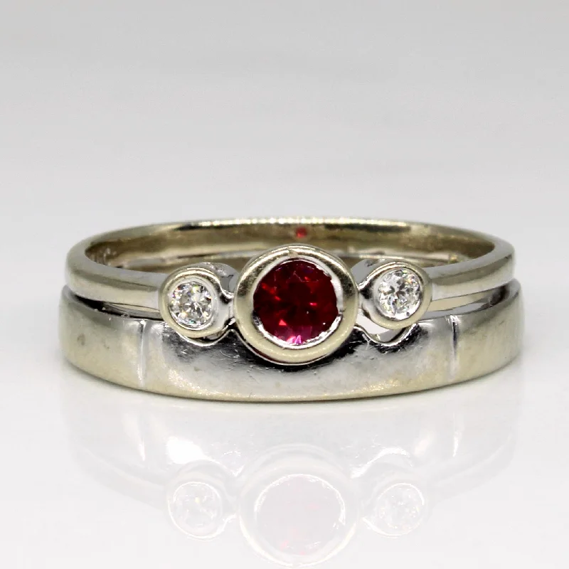 Once-A-Year Jewelry Deals – Shop Before They’Re Gone Synthetic Ruby & Diamond Fused Engagement & Wedding Band | 0.14ct, 0.04ctw | SZ 5.25 |