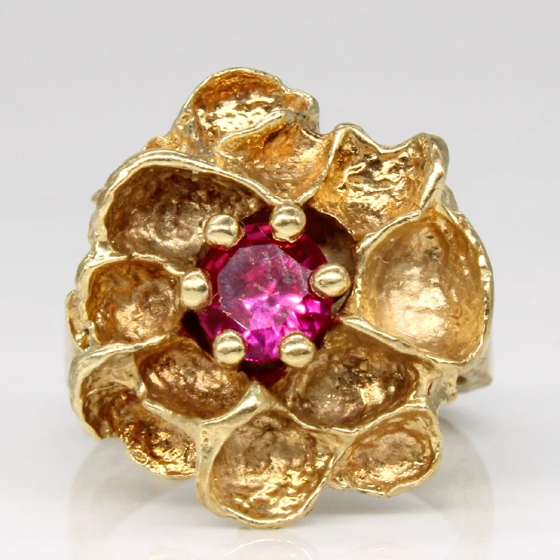 Jewelry Clearance Sale – Final Reductions Synthetic Ruby Floral Ring | 0.52ct | SZ 4 |