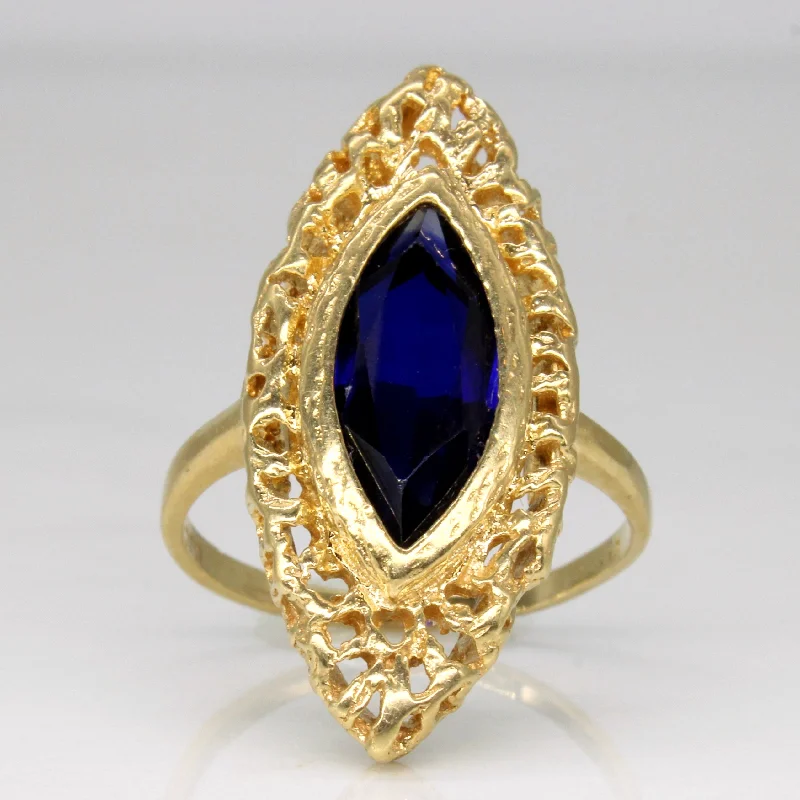 Unique Jewelry For Less – Shop The Sale Now Synthetic Sapphire Navette Ring | 2.75ct | SZ 7 |