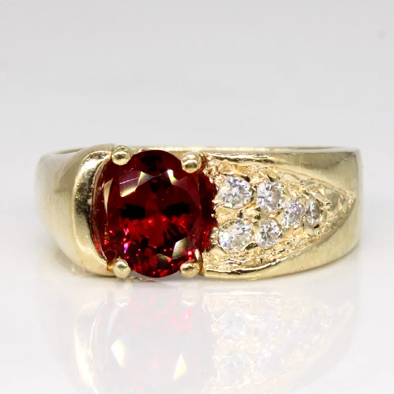 Shop Handcrafted Jewelry At Special Promotional Rates Synthetic Spinel & Diamond Ring | 1.03ct, 0.12ctw | SZ 6.25 |