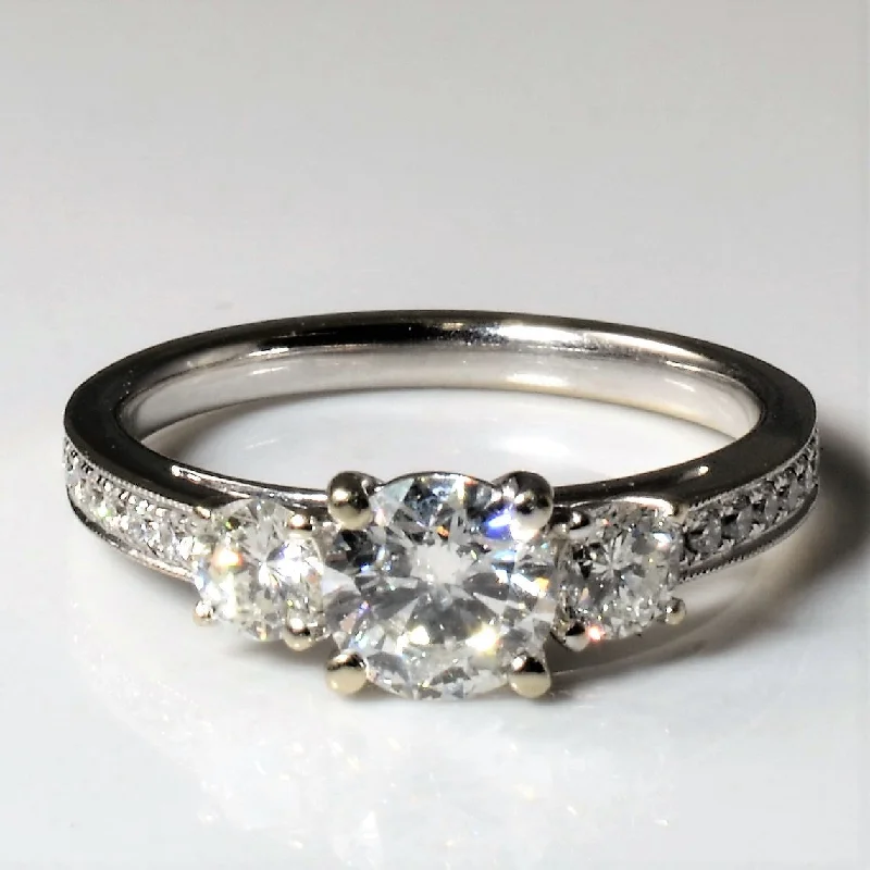 Customized Silver Jewelry For Unique Style Three Stone Diamond Engagement Ring | 1.20ctw | SZ 6.5 |