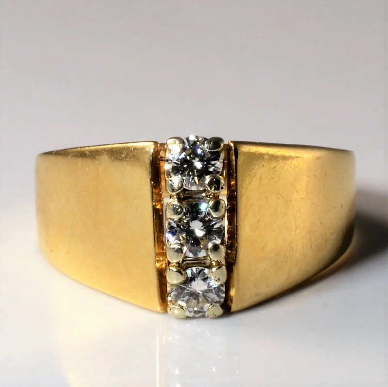 Make Your Outfit Shine With Discounted Jewelry Vertical Three Stone Wide Band | 0.40ctw | SZ 8.5 |