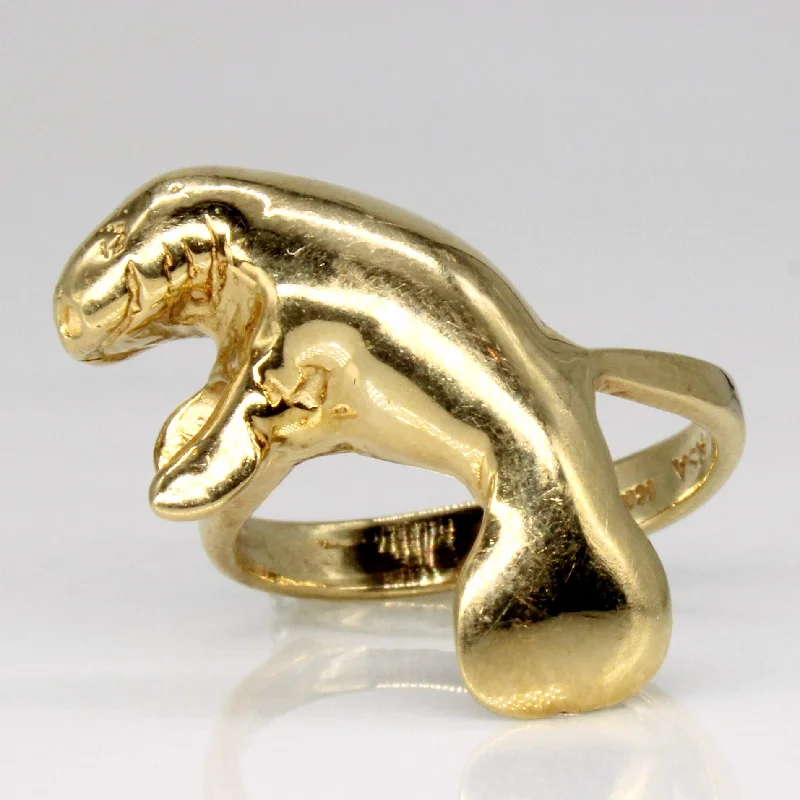 Affordable Gold-Plated Jewelry For Modern Fashion Yellow Gold Manatee Ring | SZ 4.25 |