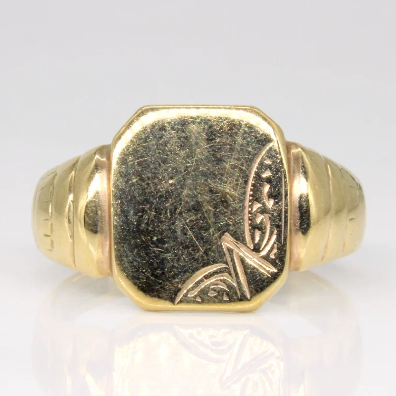 Shop Trending Jewelry With Exclusive Savings 1960s Yellow Gold Signet Ring | SZ 9.25 |