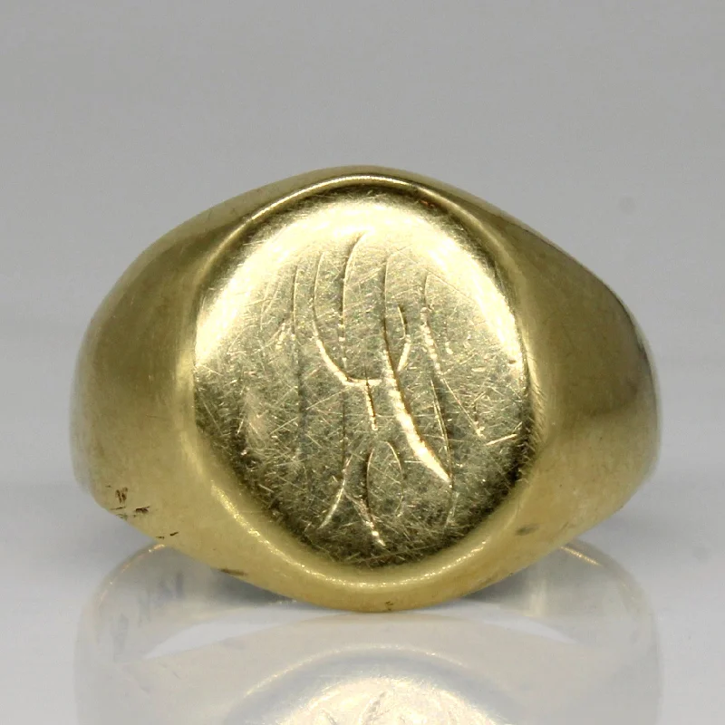 Bohemian-Inspired Jewelry For Free-Spirited Fashion Faintly Engraved Signet Ring | SZ 7.5 |