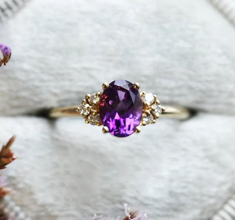 Special Deals On Handcrafted And Designer Jewelry Dora Amethyst Diamond Ring