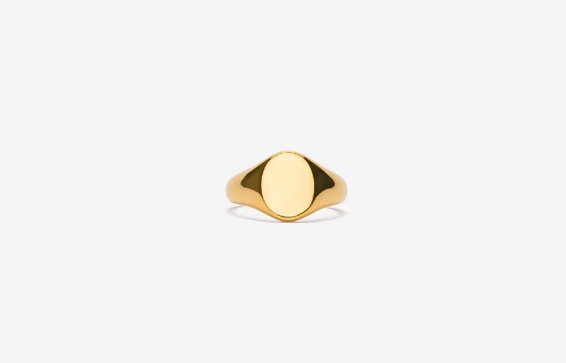 The Jewelry Sale You've Been Waiting For Is Here IX Mini Oval Signet 22K Gold Plated Ring