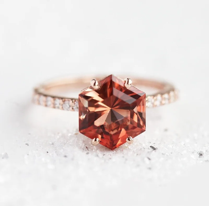 Grab Your Dream Jewelry At The Lowest Prices Hexagon Sunstone Ring, Unique Oregon Sunstone Engagement Ring, Geometric Sunstone Ring