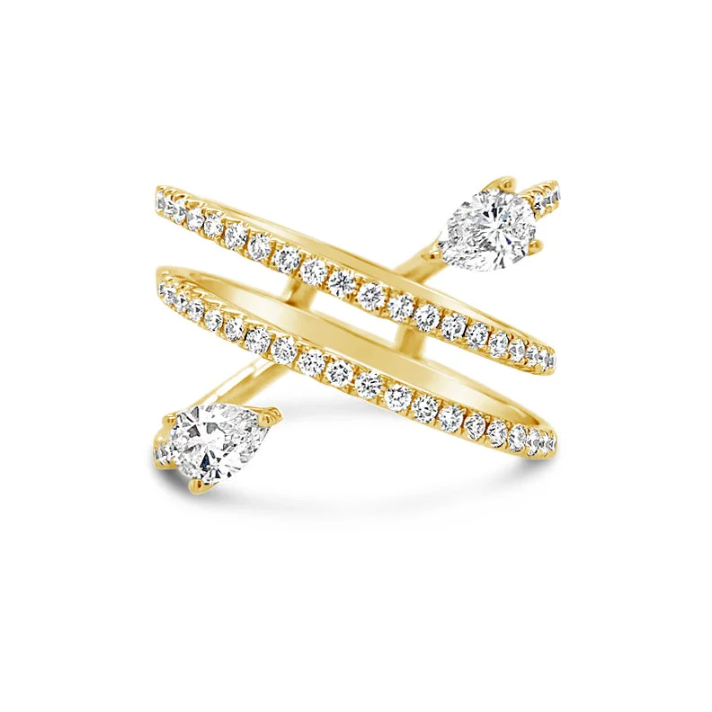 Trendy And Classic Jewelry Now At Reduced Prices Pear-Shaped Diamond Crossover Fashion Ring