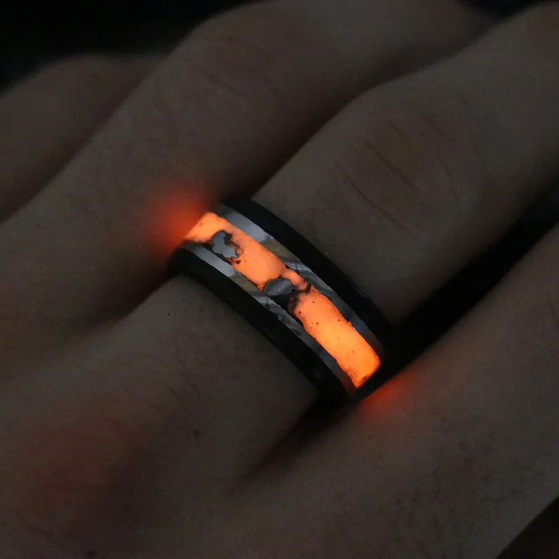 Limited-Time Offer On Premium Jewelry Collections Solar Eclipse Glowstone Ring | Carbon Fiber, Meteorite, and Sterling Silver