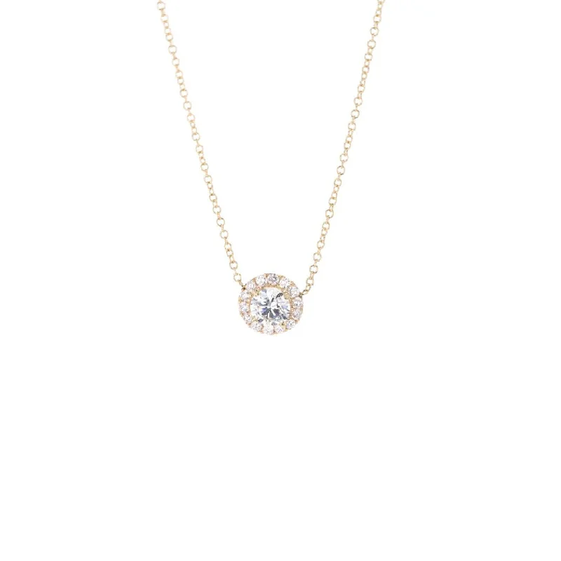 Elegant Necklaces And Bracelets At Limited-Time Offers 0.55 ct Diamond with 0.21 Diamond Halo Pendant Necklace Elegant Necklaces And Bracelets At Limited-Time Offers 0.55 ct Diamond with 0.21 Diamond Halo Pendant Necklace