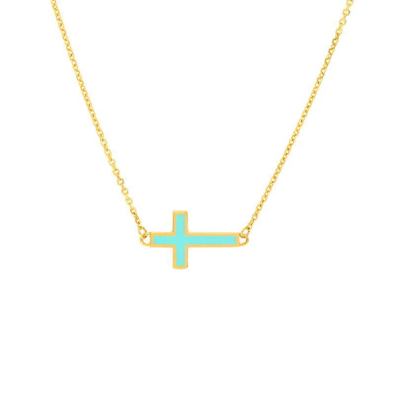 Exclusive Gemstone Jewelry Markdowns – Shop Now 14k Enamel Sideways Cross Necklace
