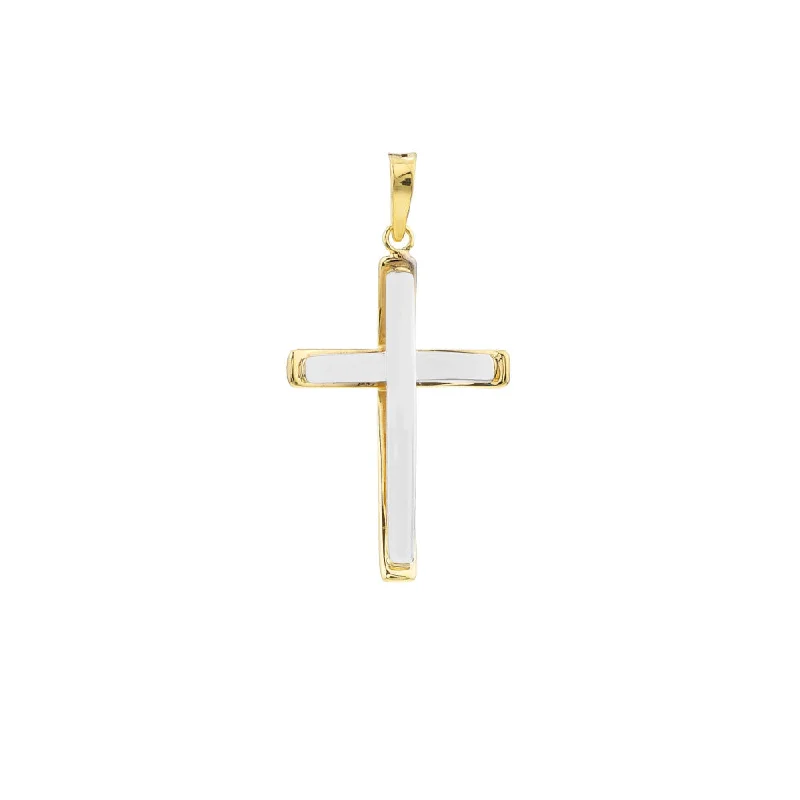 Handmade Pearl Jewelry For Timeless Elegance 14K Two-Tone Reversible Cross with Chain Handmade Pearl Jewelry For Timeless Elegance 14K Two-Tone Reversible Cross with Chain