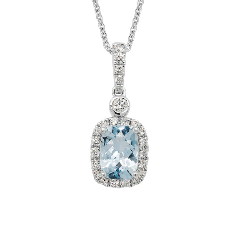 Exclusive Jewelry Offers – Sparkle For Less White Gold Aquamarine Cushion Cut Pendant With Diamond Halo Exclusive Jewelry Offers – Sparkle For Less White Gold Aquamarine Cushion Cut Pendant With Diamond Halo
