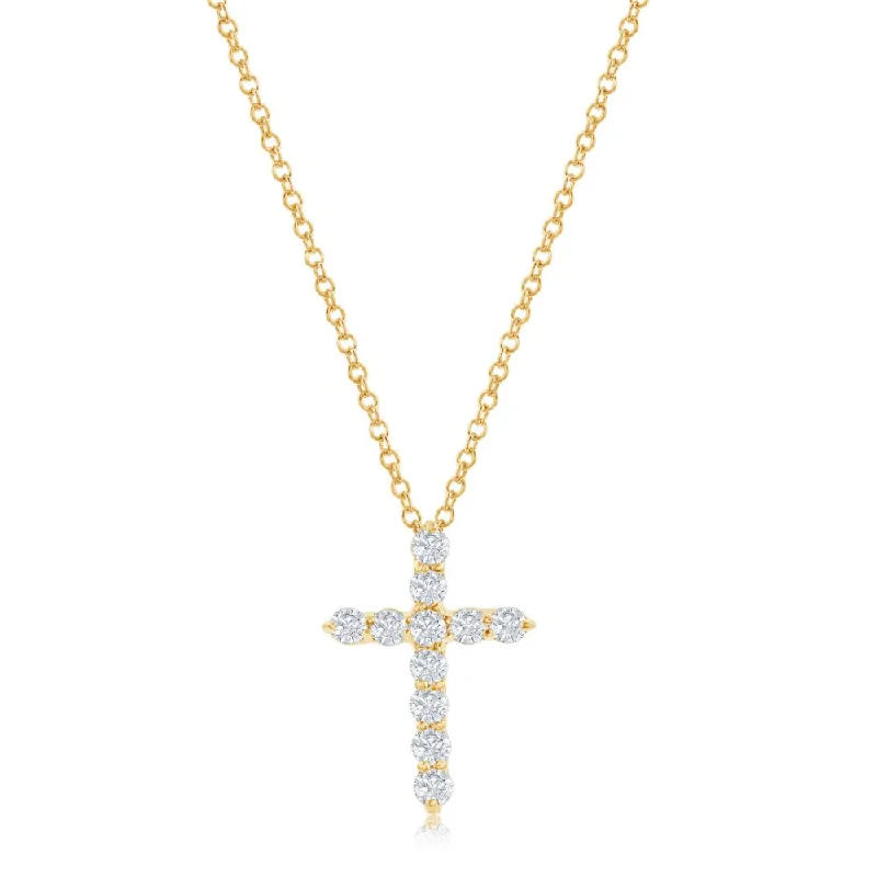Gorgeous Jewelry, Limited-Time Savings 14k Yellow Gold Diamond Cross Pendant Shared Prong
