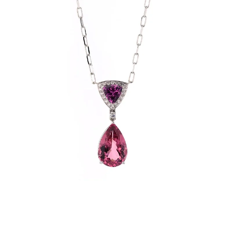 Shop Dazzling Jewelry With Special Promotional Discounts Garnet, Tourmaline & Diamond Pendant Necklace Shop Dazzling Jewelry With Special Promotional Discounts Garnet, Tourmaline & Diamond Pendant Necklace