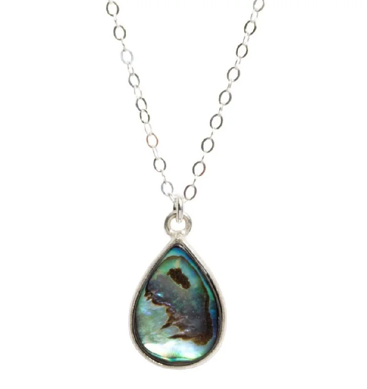 Personalized Jewelry Sale – Meaningful Gifts At Great Prices Abalone Teardrop Necklace in Silver