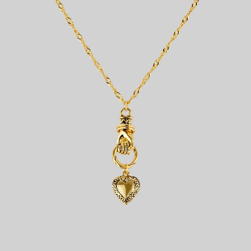 Sparkle More For Less – Jewelry Sale Happening Now ALL OF ME. Hand Grasping Heart Necklace - Gold Sparkle More For Less – Jewelry Sale Happening Now ALL OF ME. Hand Grasping Heart Necklace - Gold