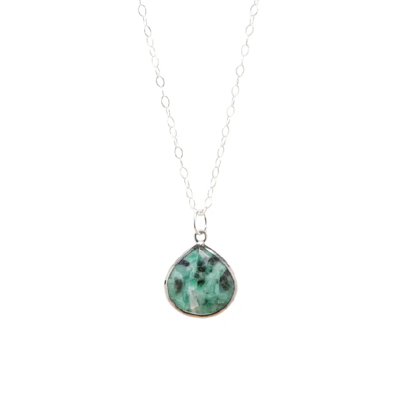 Bold And Beautiful Jewelry Now At Irresistible Prices Amazonite Teardrop Necklace in Silver