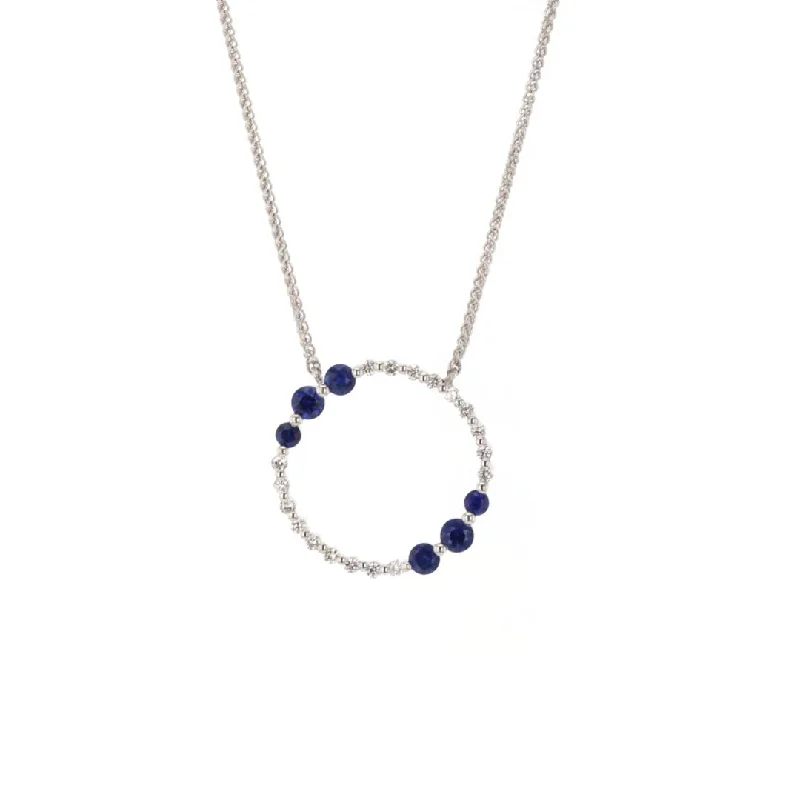 Trendy Minimalist Jewelry For Everyday Wear 18.5" Blue Sapphire & Diamond Stationary Pendant Necklace | M10272852 Trendy Minimalist Jewelry For Everyday Wear 18.5" Blue Sapphire & Diamond Stationary Pendant Necklace | M10272852