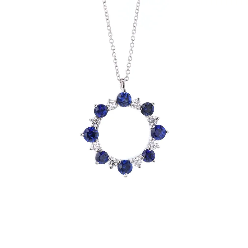 Personalized Jewelry Sale – Meaningful Gifts At Great Prices Blue Sapphire & Diamond Open Circle Pendant Necklace Personalized Jewelry Sale – Meaningful Gifts At Great Prices Blue Sapphire & Diamond Open Circle Pendant Necklace