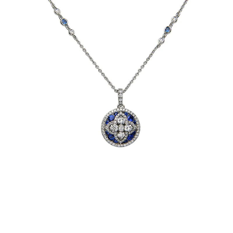 Elegant Jewelry Pieces At Unbelievable Prices 16" Blue Sapphire & Diamond Pendant Necklace | M10270038 Elegant Jewelry Pieces At Unbelievable Prices 16" Blue Sapphire & Diamond Pendant Necklace | M10270038