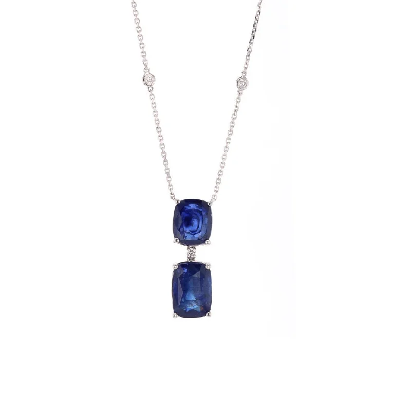 Premium Jewelry At Promotional Prices – Shine Today Blue Sapphire & Diamond Pendant Necklace