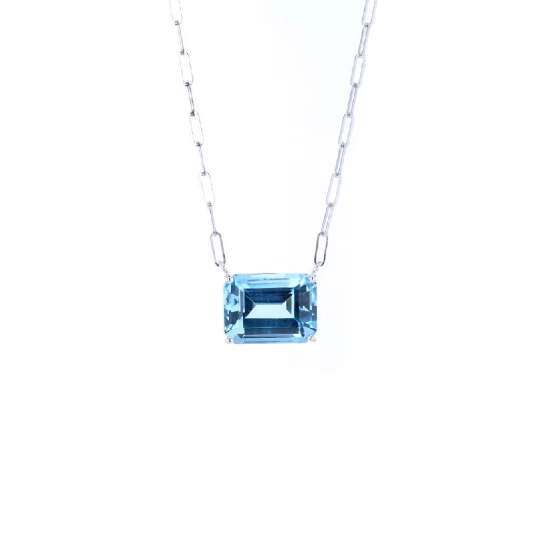 Premium Jewelry At Promotional Prices – Shine Today Blue Topaz Pendant Paper Clip Necklace Premium Jewelry At Promotional Prices – Shine Today Blue Topaz Pendant Paper Clip Necklace