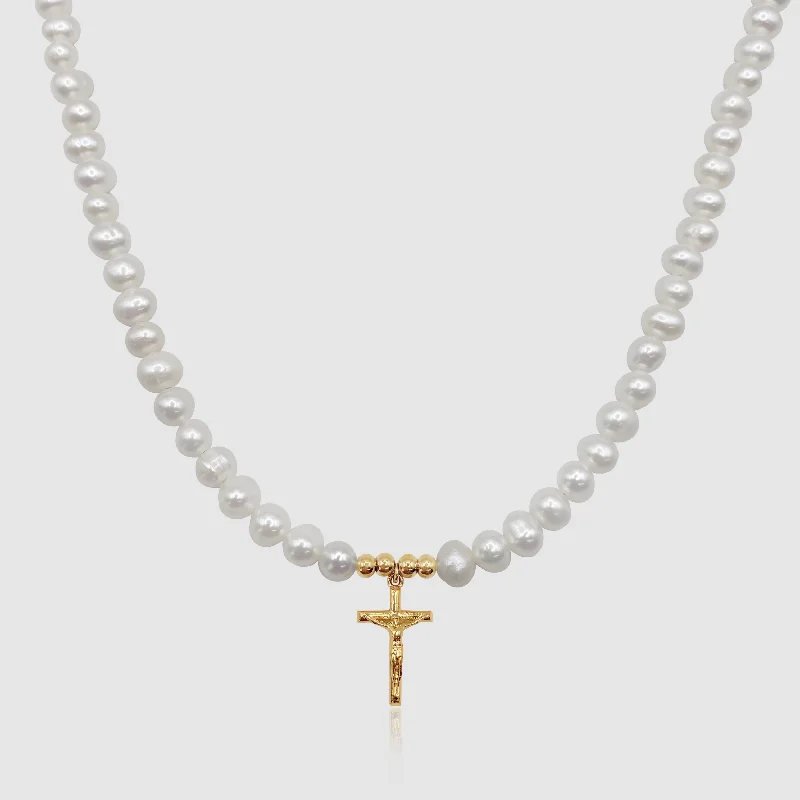 Accessorize For Less – Luxury Jewelry At Affordable Prices Crucifix Real Pearl Necklace (Gold) Accessorize For Less – Luxury Jewelry At Affordable Prices Crucifix Real Pearl Necklace (Gold)
