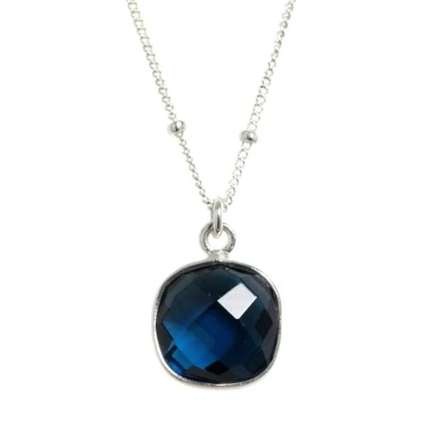 Special Deals On Handcrafted And Designer Jewelry Cushion Cut Blue Quartz Necklace in Silver