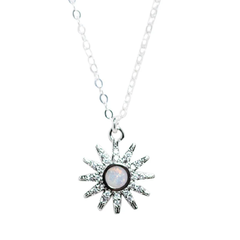 Shop High-Quality Jewelry At Jaw-Dropping Discounts CZ and Opal Star Necklace in Silver