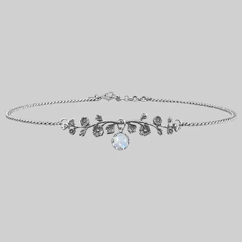 The Biggest Jewelry Sale Of The Year Is Here DARK BLOOM. Rainbow Moonstone Choker - Silver The Biggest Jewelry Sale Of The Year Is Here DARK BLOOM. Rainbow Moonstone Choker - Silver