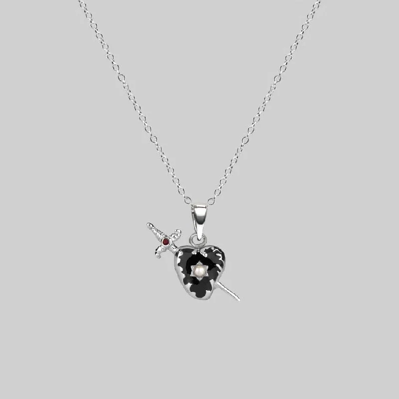 Last Chance To Grab Your Favorite Jewelry At A Discount DEVOTION. Black Heart & Sword Silver Necklace Last Chance To Grab Your Favorite Jewelry At A Discount DEVOTION. Black Heart & Sword Silver Necklace