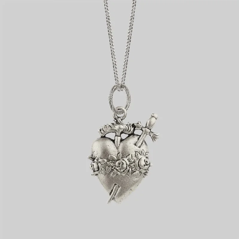Fashion-Forward Jewelry At Incredible Prices INFERNO. Sacred Heart Necklace - Silver Fashion-Forward Jewelry At Incredible Prices INFERNO. Sacred Heart Necklace - Silver