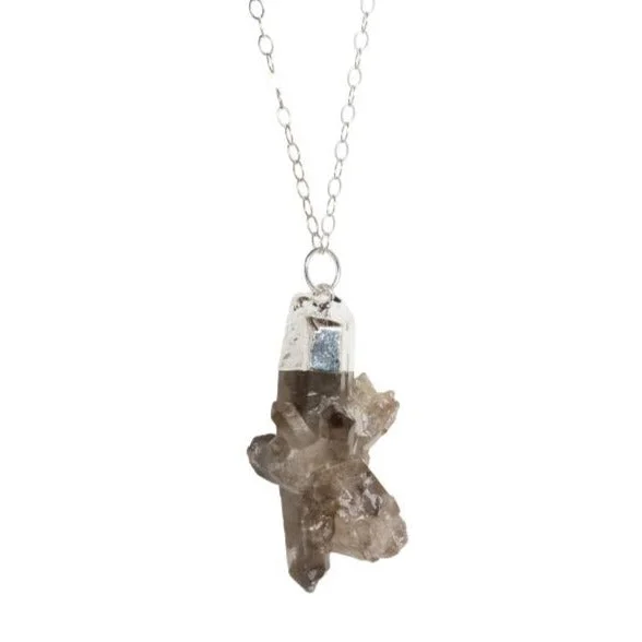 Flash Sale On Exquisite Jewelry – Don't Miss Out Long Smokey Quartz Point Necklace in Silver